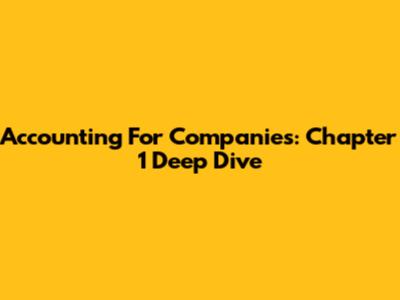 Accounting For Companies: Chapter 1 Deep Dive