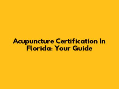Acupuncture Certification In Florida: Your Guide