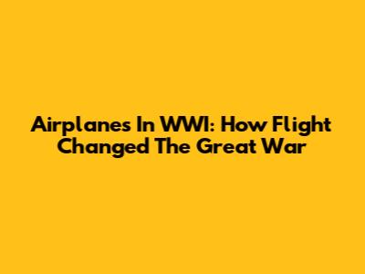 Airplanes In WWI: How Flight Changed The Great War