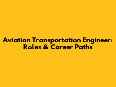 Aviation Transportation Engineer: Roles & Career Paths