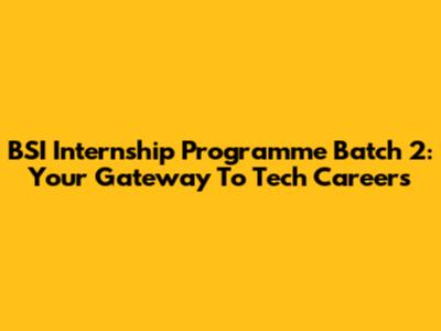 BSI Internship Programme Batch 2: Your Gateway To Tech Careers