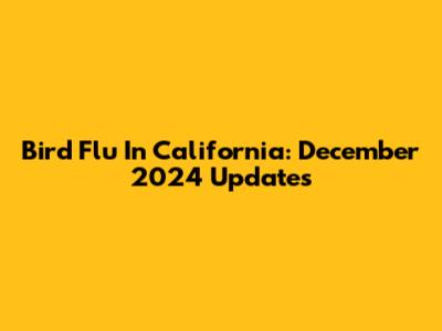 Bird Flu In California: December 2024 Updates