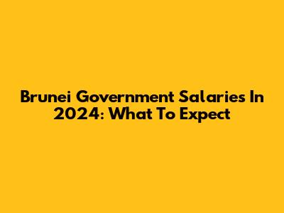 Brunei Government Salaries In 2024: What To Expect