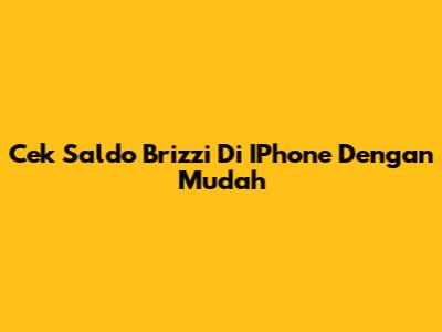 Cek Saldo Brizzi Di IPhone Dengan Mudah