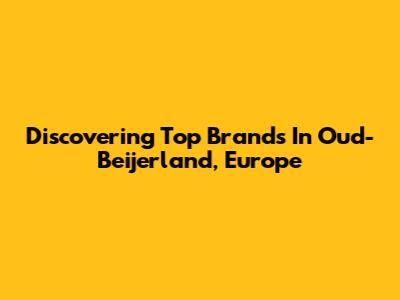 Discovering Top Brands In Oud-Beijerland, Europe