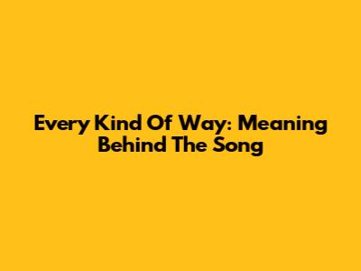 Every Kind Of Way: Meaning Behind The Song
