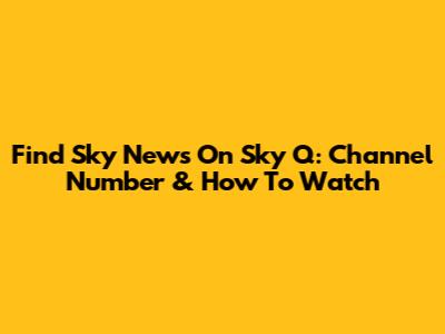 Find Sky News On Sky Q: Channel Number & How To Watch