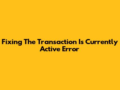 Fixing The 'Transaction Is Currently Active' Error