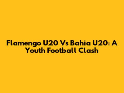 Flamengo U20 Vs Bahia U20: A Youth Football Clash