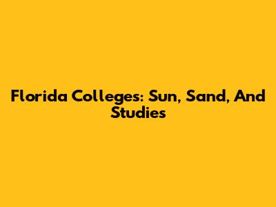 Florida Colleges: Sun, Sand, And Studies