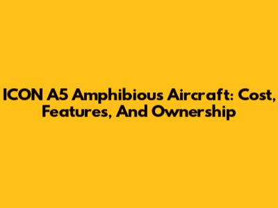 ICON A5 Amphibious Aircraft: Cost, Features, And Ownership