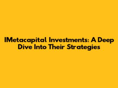 IMetacapital Investments: A Deep Dive Into Their Strategies