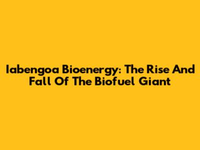 Iabengoa Bioenergy: The Rise And Fall Of The Biofuel Giant