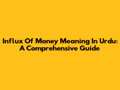 Influx Of Money Meaning In Urdu: A Comprehensive Guide