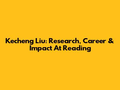 Kecheng Liu: Research, Career & Impact At Reading