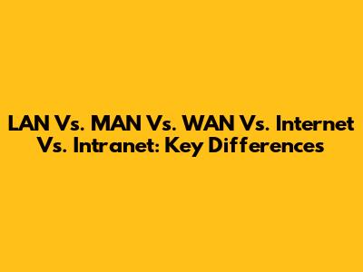 LAN Vs. MAN Vs. WAN Vs. Internet Vs. Intranet: Key Differences