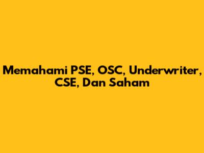 Memahami PSE, OSC, Underwriter, CSE, Dan Saham