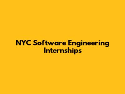 NYC Software Engineering Internships