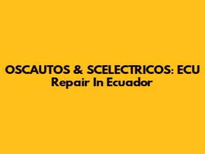 OSCAUTOS & SCELECTRICOS: ECU Repair In Ecuador