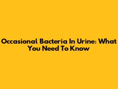 Occasional Bacteria In Urine: What You Need To Know