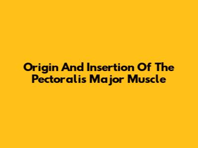 Origin And Insertion Of The Pectoralis Major Muscle