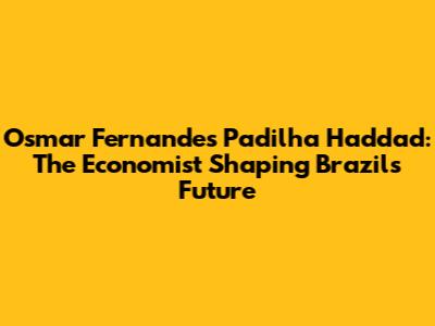 Osmar Fernandes Padilha Haddad: The Economist Shaping Brazil's Future