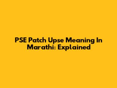 PSE Patch Upse Meaning In Marathi: Explained