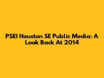 PSEI Houston SE Public Media: A Look Back At 2014