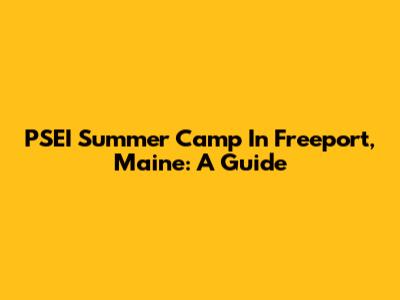 PSEI Summer Camp In Freeport, Maine: A Guide