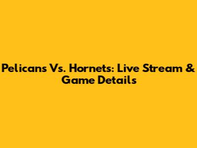 Pelicans Vs. Hornets: Live Stream & Game Details