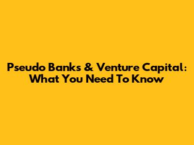 Pseudo Banks & Venture Capital: What You Need To Know