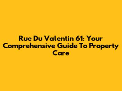 Rue Du Valentin 61: Your Comprehensive Guide To Property Care