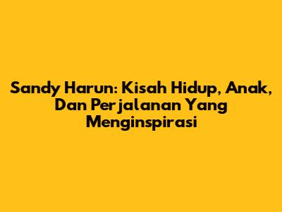 Sandy Harun: Kisah Hidup, Anak, Dan Perjalanan Yang Menginspirasi