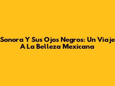 Sonora Y Sus Ojos Negros: Un Viaje A La Belleza Mexicana