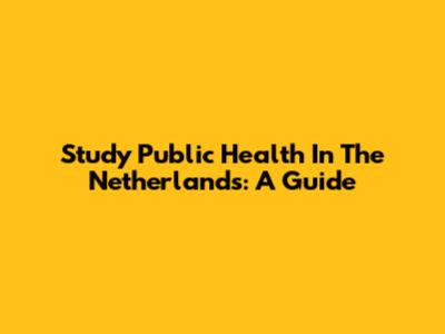 Study Public Health In The Netherlands: A Guide