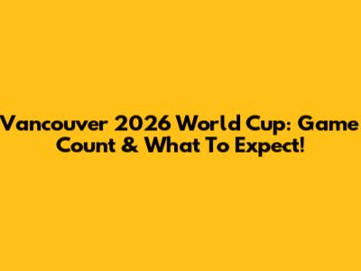 Vancouver 2026 World Cup: Game Count & What To Expect!