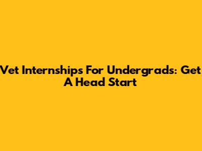 Vet Internships For Undergrads: Get A Head Start