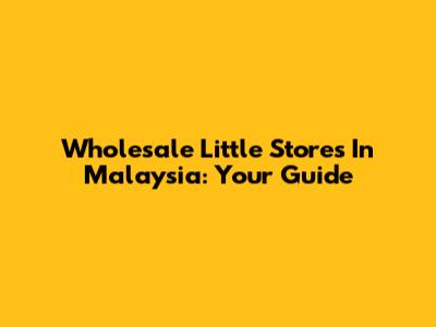 Wholesale Little Stores In Malaysia: Your Guide